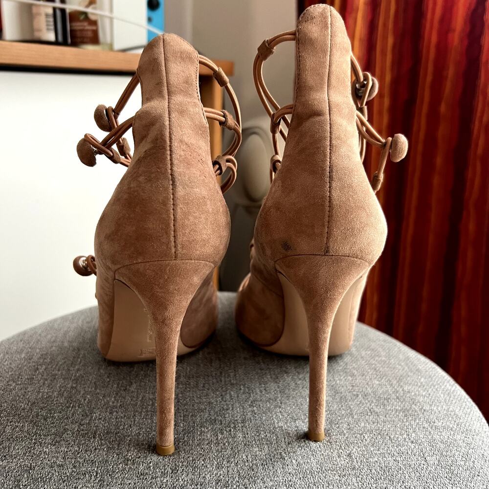 gianvito rossi marquis suede pumps straps size 38.5 38 1/2 dust pink - Picture 8 of 8